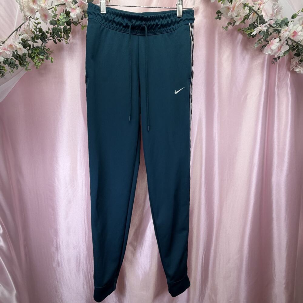 Nike Sportswear Womens Double Swoosh Tape Logo Joggers Size Small Teal Green